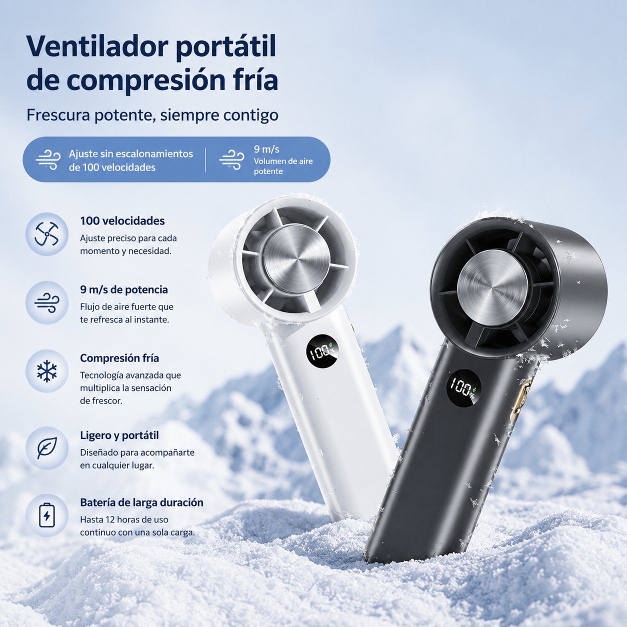 Ventilador portátil de mano Nova Select en color negro